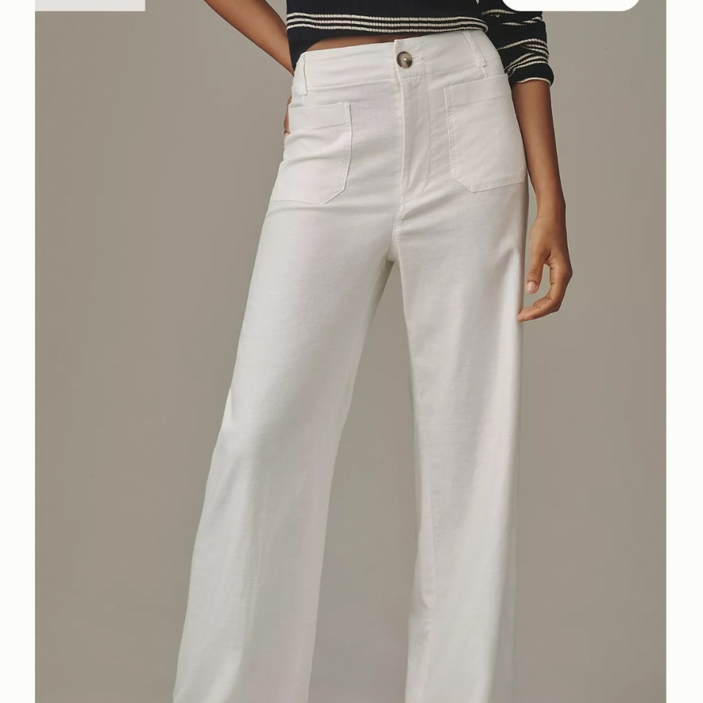 Anthropologie Maeve Colette Full Length Ecru Linen Pant P29